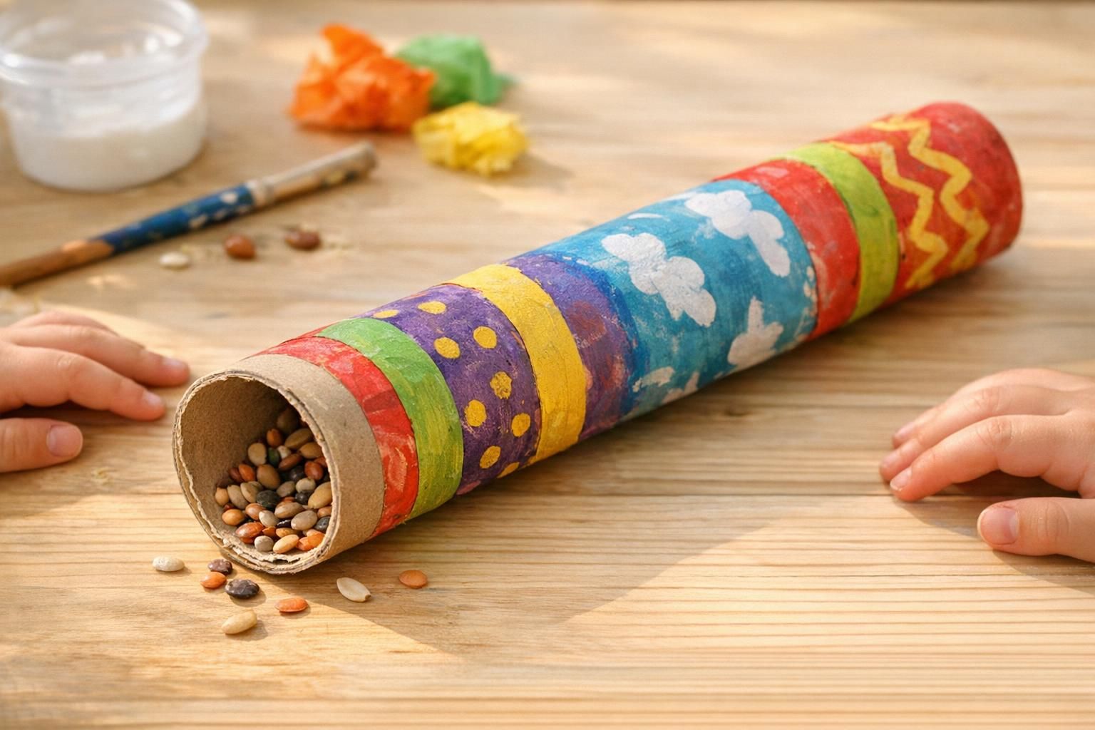 Fabriquer un bâton de pluie recyclé avec des enfants