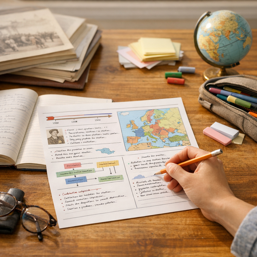 Fabriquer une fiche d’histoire-géo utile en une seule page