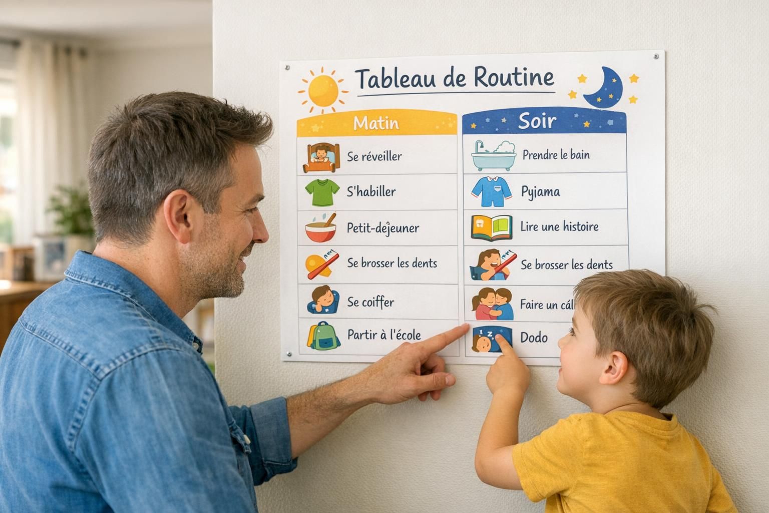 Routine du matin et du soir à imprimer gratuitement pour enfants